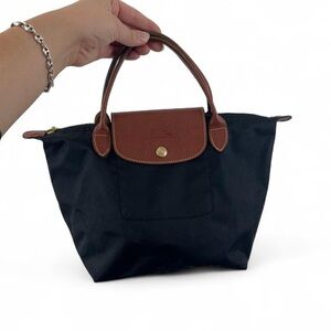 Longchamp Le Pliage small black nylon hand bag